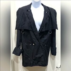 Vintage 80s Glaviano NY Jacket Crop Duster Coat Small Punk Goth Emo Vampire CL86